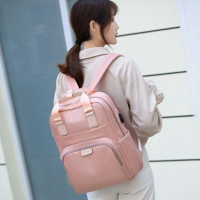 Damen-Rucksack im urbanen Stil - Rosa, M - Laptop-Rucksack Mädchen-Rucksack