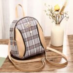 Mini Damen-Rucksack mit Karomuster - Beige - Handtasche Tasche