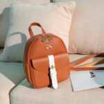 Mini Leder Rucksack mit Goldschmuck - Braun - Handtaschen Rucksäcke