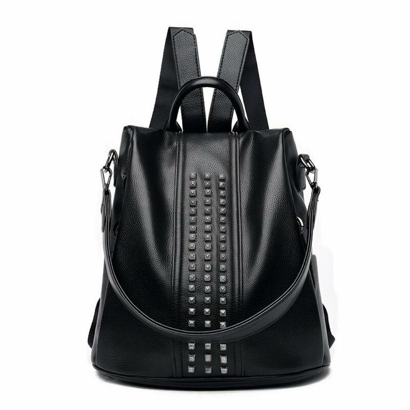 Eleganter Damen-Rucksack aus Polyester - Schwarz - Handtasche Rucksack