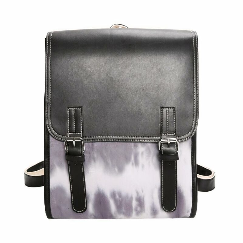 Großer PU-Leder-Rucksack für Frauen - Schwarz - Handtasche Tasche