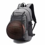 Trainingsrucksack mit Ballnetz - Grau - Basketball Rucksäcke Turnbeutel