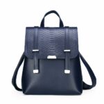 Vintage blau geschuppter Rucksack mit weißem Hintergrund