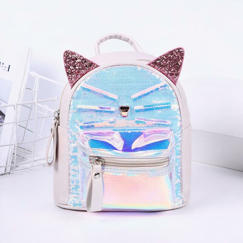 Rucksack Katze mit Glitter für die Schule zwei modische Farben
