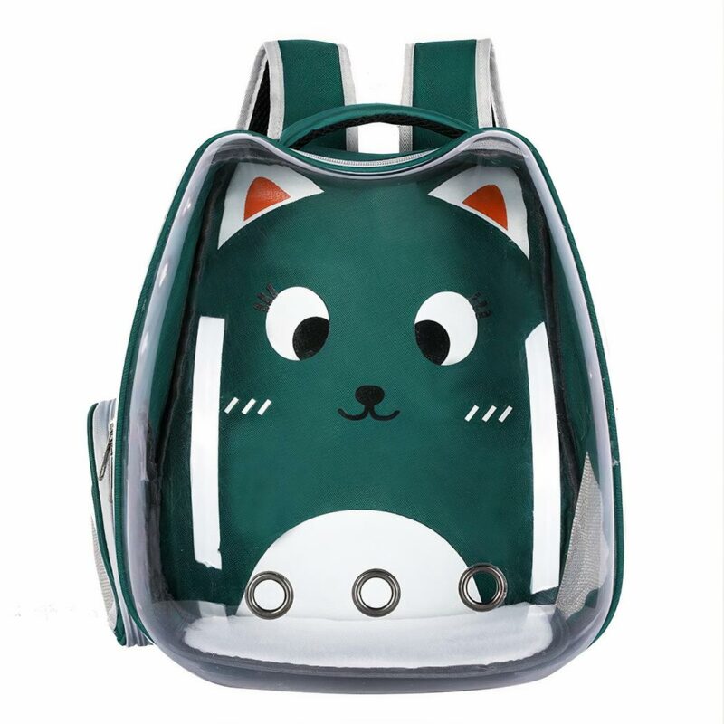 Transparenter Rucksack mit Cartoon-Motiv für Katze grüner Hintergrund mit modischem Katzenmotiv