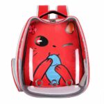 Transparenter Rucksack mit Cartoon-Motiv für rote und transparente Katzen mit weißem Hintergrund