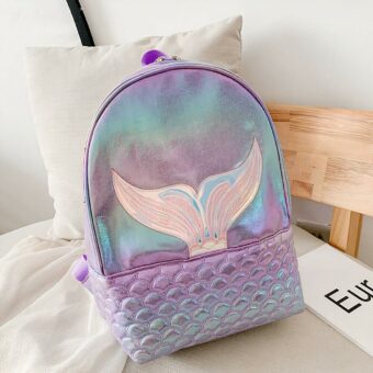 Rucksack für Mädchen mit Meerjungfrauenmotiv, mehrfarbig, mit einem Boden und einem Bett