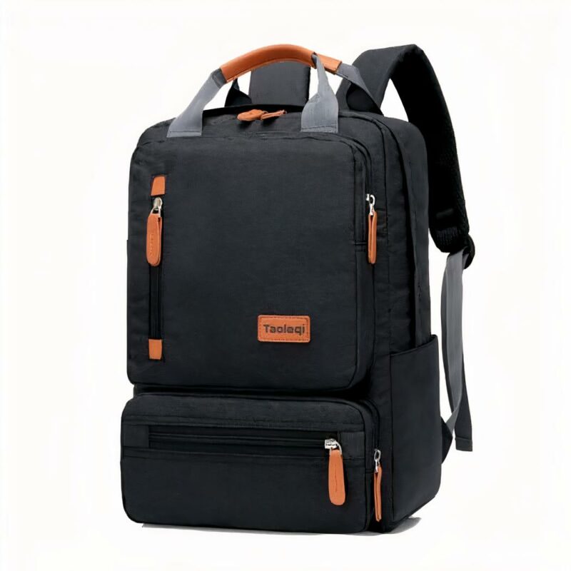 Computer-Rucksack mit schlichtem Design - Schwarz - Quadratischer Rucksack