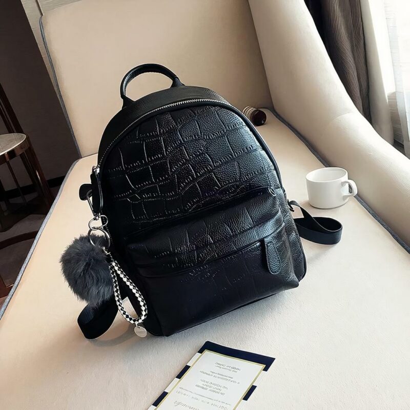 Kleiner Rucksack aus Kunstleder - Schwarz, S - Handtasche Leder