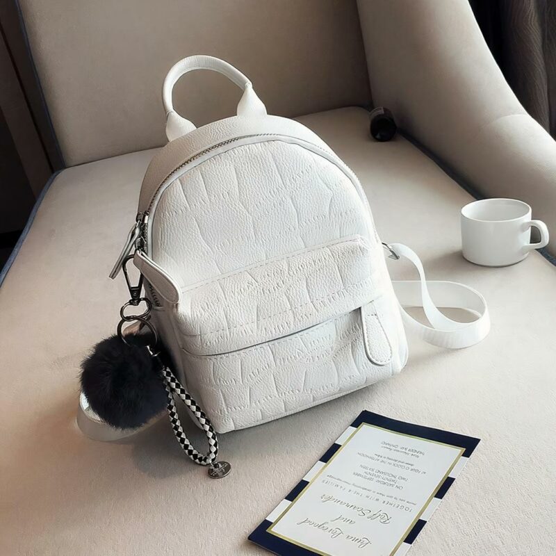 Kleiner Rucksack aus Kunstleder - Weiß, M - Rucksack Rucksack Mädchen