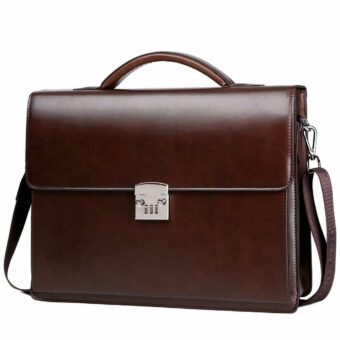 Klassische Schultasche für Männer - Braun - Aktenkoffer Tasche