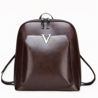 Kleiner Vintage V Rucksack in schwarzer Ausführung auf hellgrauem Hintergrund.