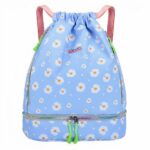Wasserdichter Sportrucksack für Frauen blau mit weißen Blumen