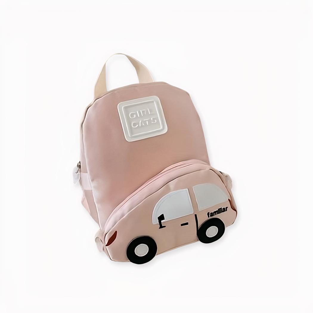 Kinderrucksack mit einer Tasche in Form eines Autos. Gute Qualität und sehr modisch.