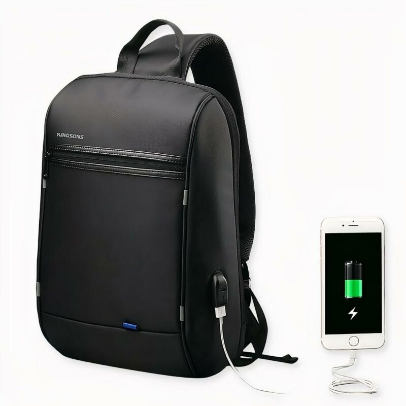 Schlanker schwarzer Rucksack mit Laptopfach - Laptop-Rucksack Laptoptasche