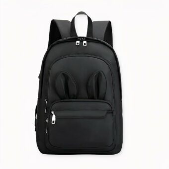Mädchen-Rucksack mit Hasenohren, Farbe schwarz. Gute Qualität und sehr modisch.