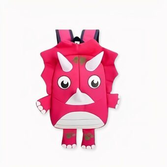 Rucksack in Dinosaurierform für Kinder, Farbe rosa und weiß.
