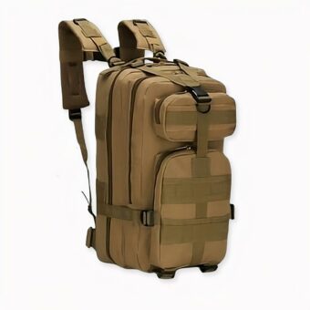 Brauner Camping- und Wanderrucksack, gute Qualität und sehr praktisch.