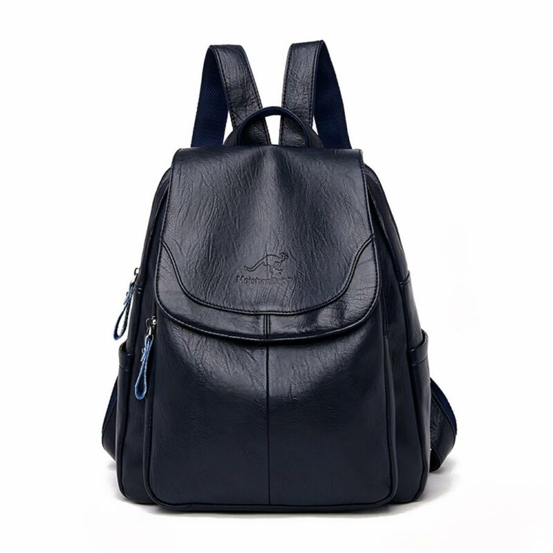 Damen-Rucksack aus Schafslederimitat - Marineblau - Kuriertasche