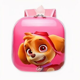 Pat Patrol Patrol Rucksack in Rosa mit Skyes Kopf und weißem Hintergrund