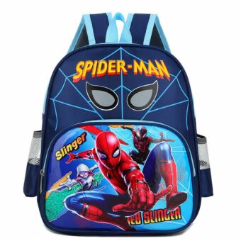 Schulrucksack Spiderman und seine Freunde blau mit weißem Hintergrund