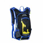 18l wasserdichter Ski- und Wintersportrucksack blau und gelb mit weißem Hintergrund