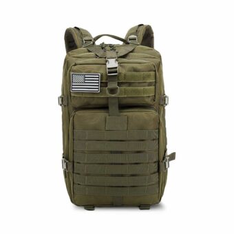 Großer spezieller Militärrucksack 50L grün mit weißem Hintergrund