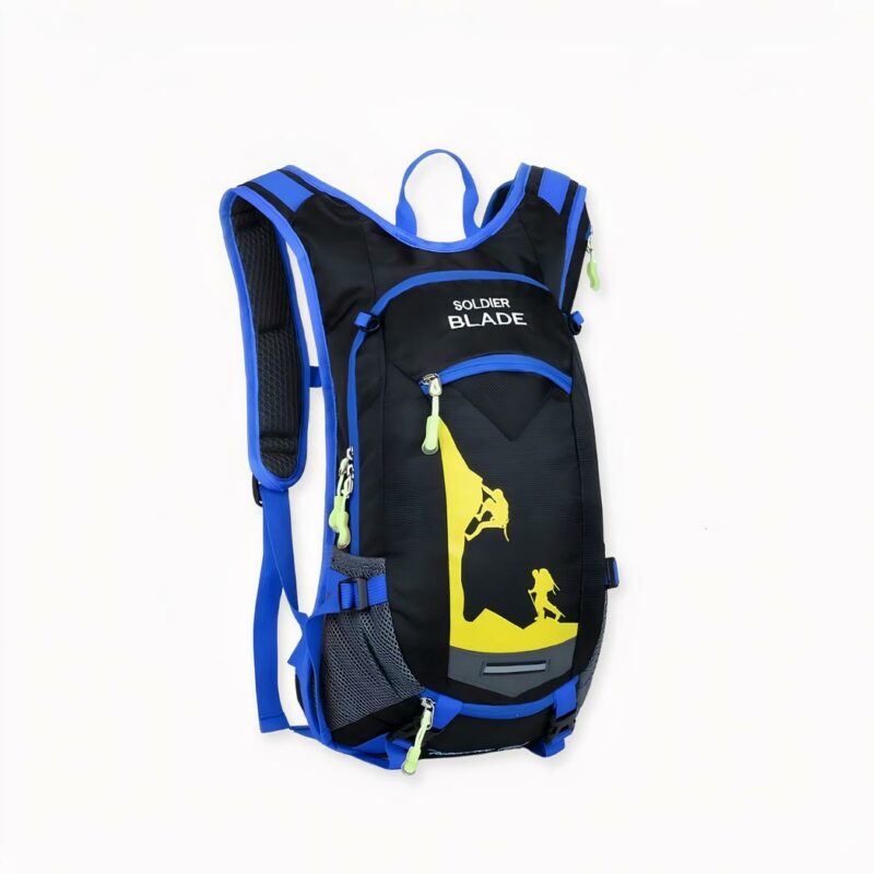IMG_Rucksack étanche de 18l pour le ski_les_sports_d’hiver 18l wasserdichter Ski- und Wintersportrucksack in blauer Version auf hellgrauem Hintergrund.