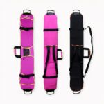 155 cm großer Snowboard-Rucksack auf hellgrauem Hintergrund.