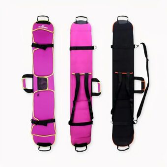 155 cm großer Snowboard-Rucksack auf hellgrauem Hintergrund.