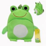 Mini Plüsch Frosch Rucksack für Kinder grün mit rotem Mund,