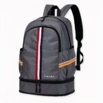 Faltbarer Rucksack mit speziellem Platz für Schuhe mit Seitentaschen und französischer Flagge