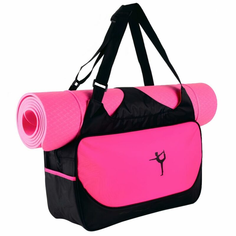 Multifunktionaler Yoga-Rucksack in Rosa mit weißem Hintergrund