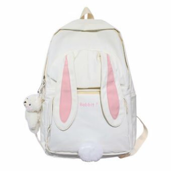Rucksack Hasenohren weiß und rosa mit weißem Hintergrund