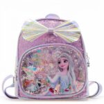 Schneekönigin Elsa Rucksack mit Pailletten in rosa mit weißem Hintergrund