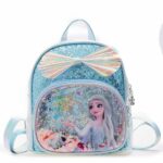 Schneekönigin Elsa Rucksack mit Pailletten blau mit weißem Hintergrund