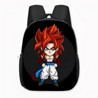 Dragon Ball GT Fusion Level 4 Son Goku und Vegeta Rucksack mit rotem Haar.