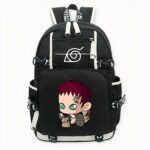 Naruto Uzumaki Gaara Rucksack schwarz mit Motiv auf der Vorderseite, gute Qualität und sehr modisch.