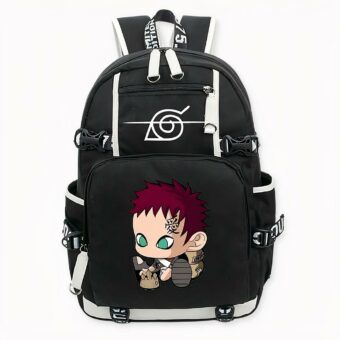 Naruto Uzumaki Gaara Rucksack schwarz mit Motiv auf der Vorderseite, gute Qualität und sehr modisch.