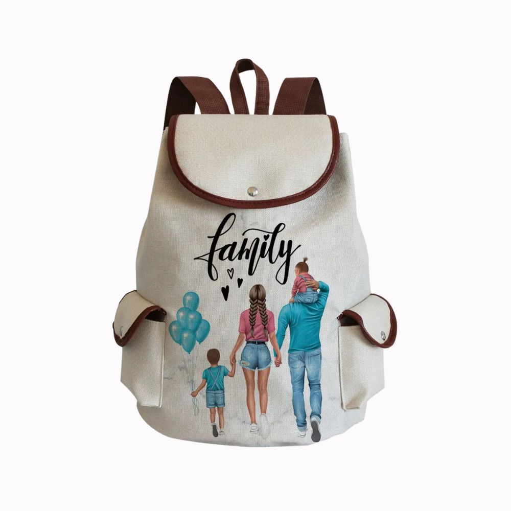 Leinen-Rucksack mit Family-Aufschrift – Bild 5