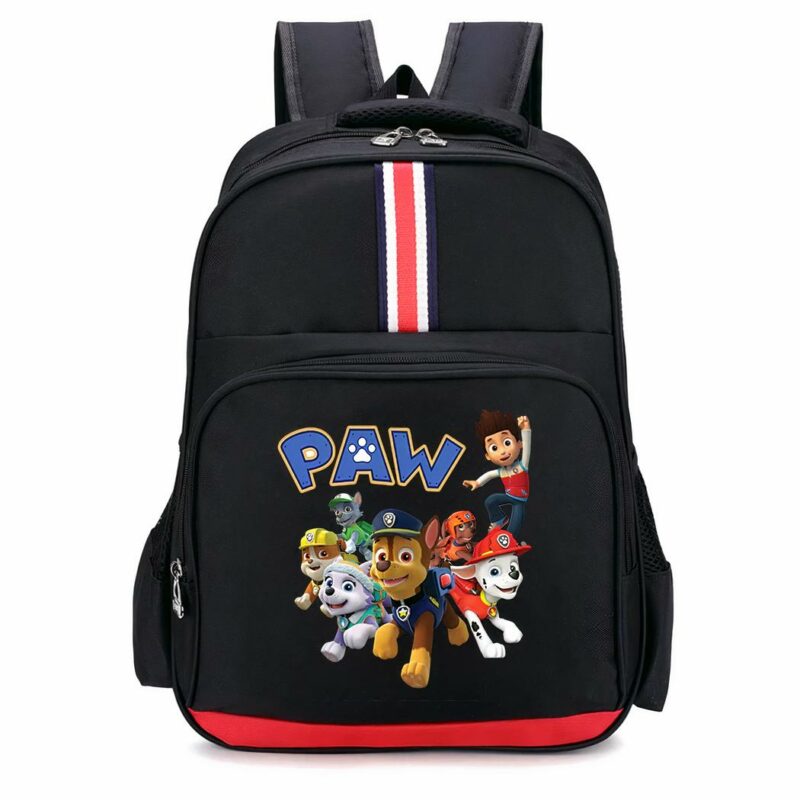 Rucksack Ryder und sein Team Pat Patrouille schwarz mit rot-weißem Streifen