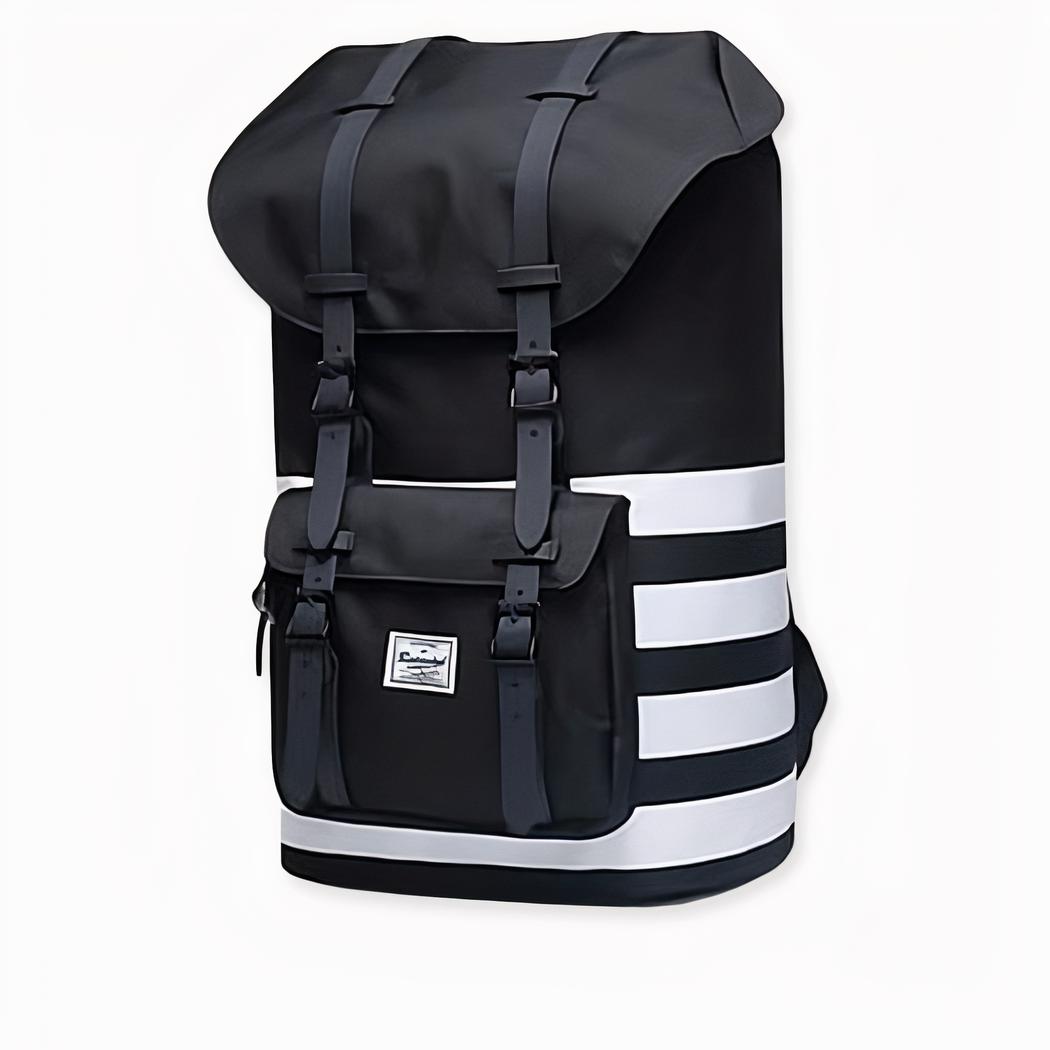 Little America Rucksack mit großer Kapazität für Computer, schwarz und weiß. Gute Qualität und sehr praktisch.