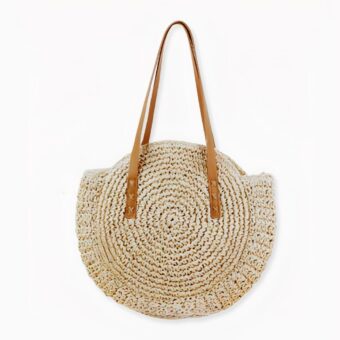 Möchten Sie eine praktische und elegante Tasche für den Strand? Hier ist unsere wunderschöne runde Strandtasche aus Stroh für Frauen! Ihr böhmischer Stil ist perfekt für den Sommer und lässt sich leicht mit allen Arten von Sommeroutfits kombinieren