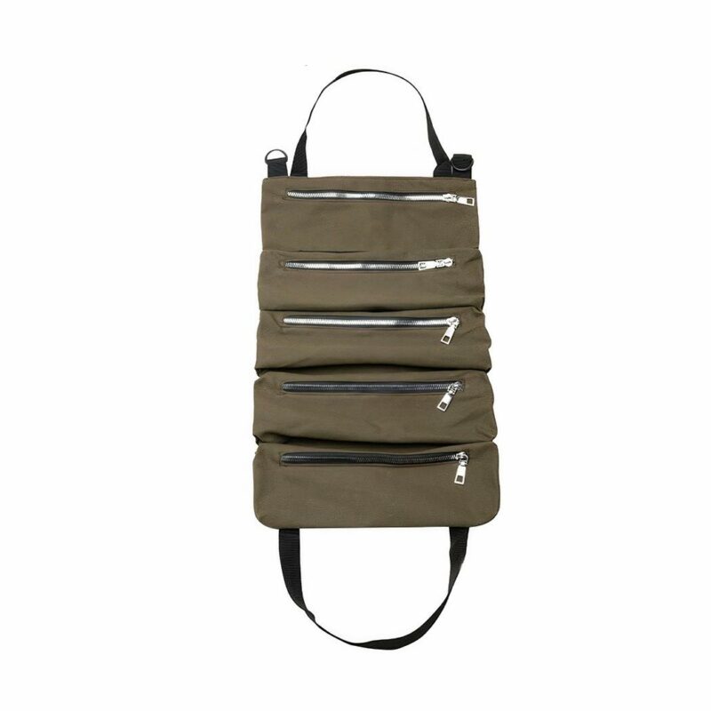 Braune Mehrzweck-Werkzeugtasche aus Rollenmaterial mit mehreren Taschen