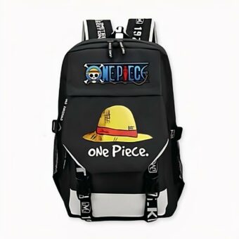 Rucksack mit Luffy One Piece Hut in braun mit Motiven auf der Vorderseite. Farbe schwarz, gute Qualität und sehr praktisch.