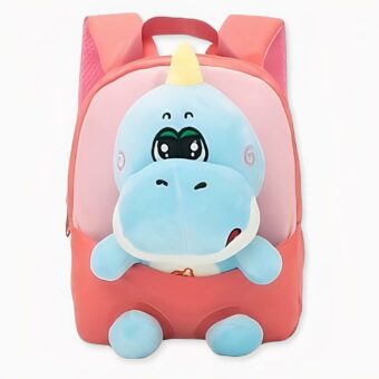 Lilliputaner Kinderrucksack aus orangefarbenem Dinosaurier-Plüsch. Gute Qualität und sehr modisch.