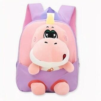 Lilliput-Rucksack für Kinder aus lila Dinosaurier-Plüsch. Gute Qualität und sehr weich.