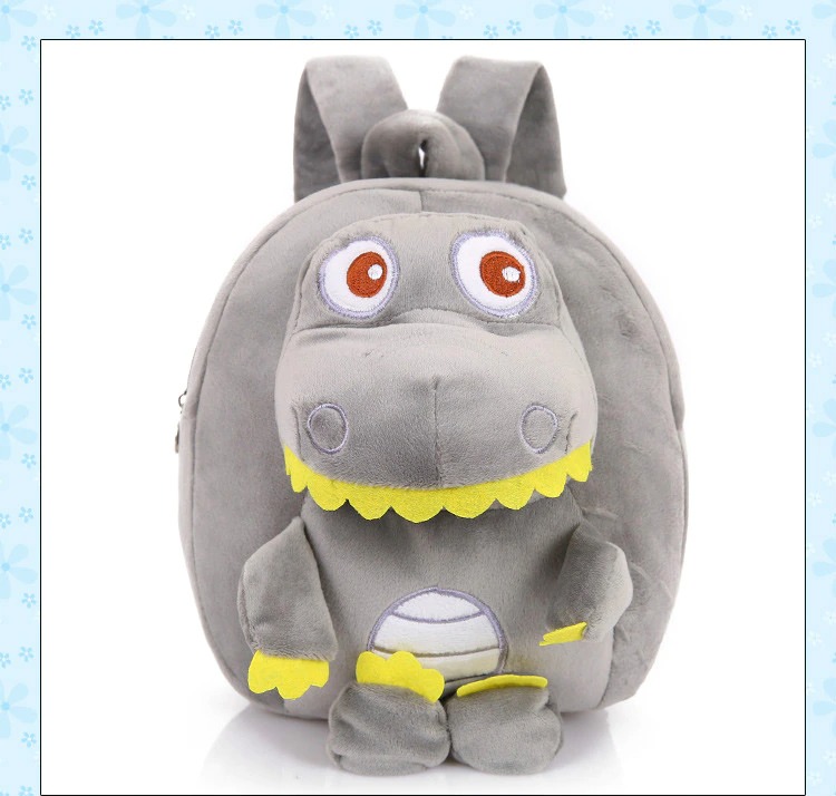 Lilliputaner Rucksack Dinosaurier aus Fleece grau