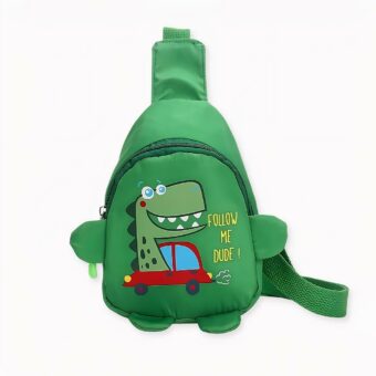 Kindergartentasche Kleiner Dinosaurier für Kinder mit Strohhut hinten und einem Buch