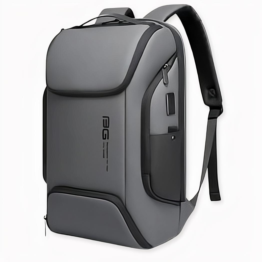 Luxus-Laptop-Rucksack in grau und schwarz mit weißem Hintergrund